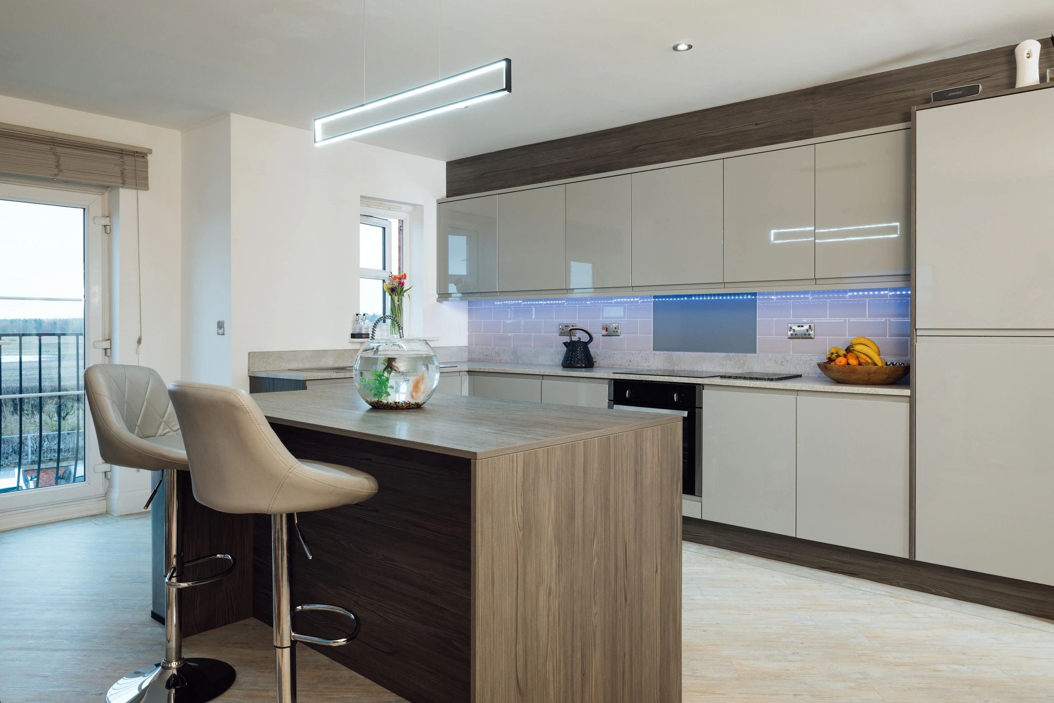 Luxury modern kitchen with breakfast bar